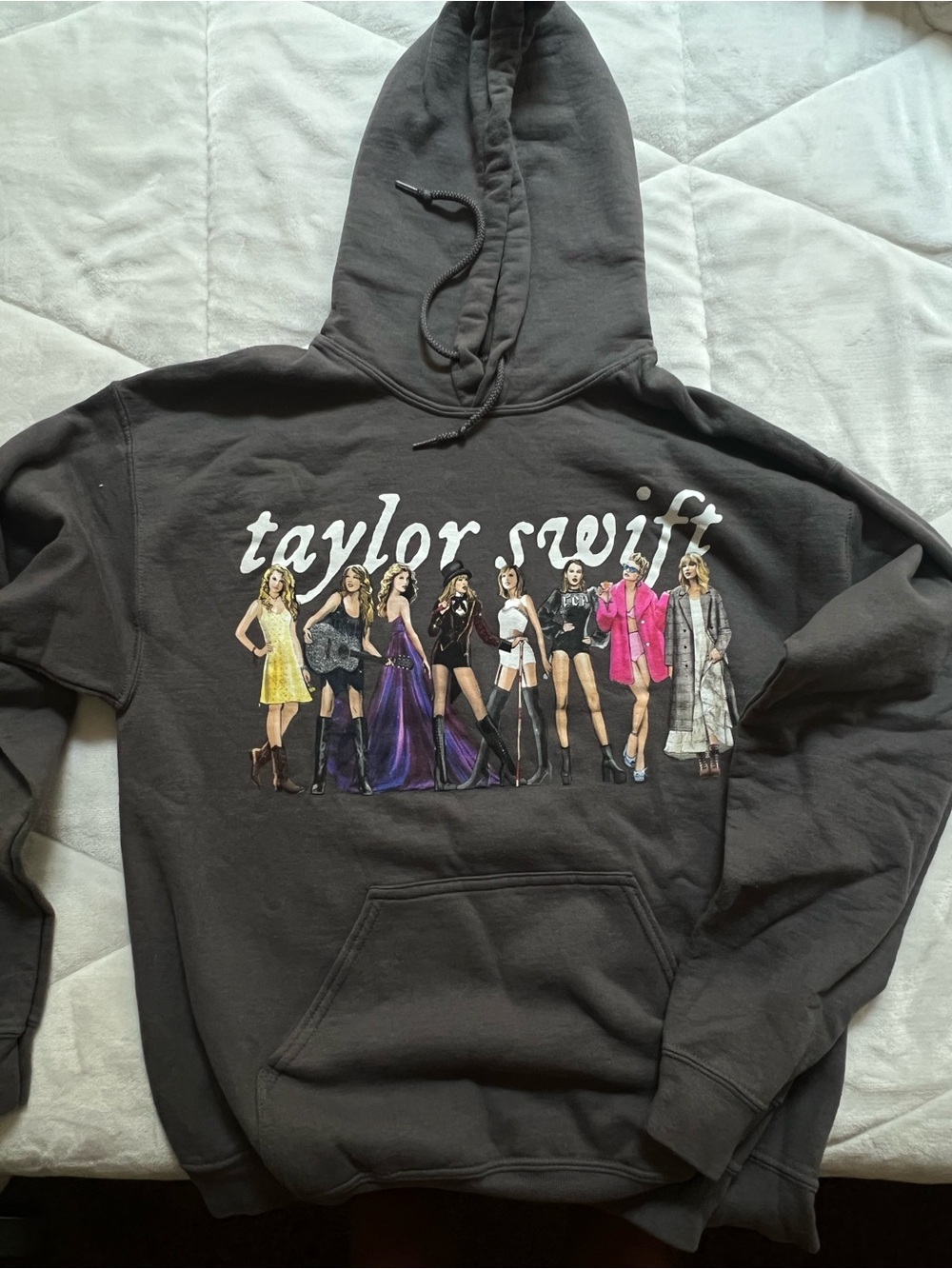 Taylor Swift  Eras Grey Pullover Hoodie with Full-Color Lineup Graphic